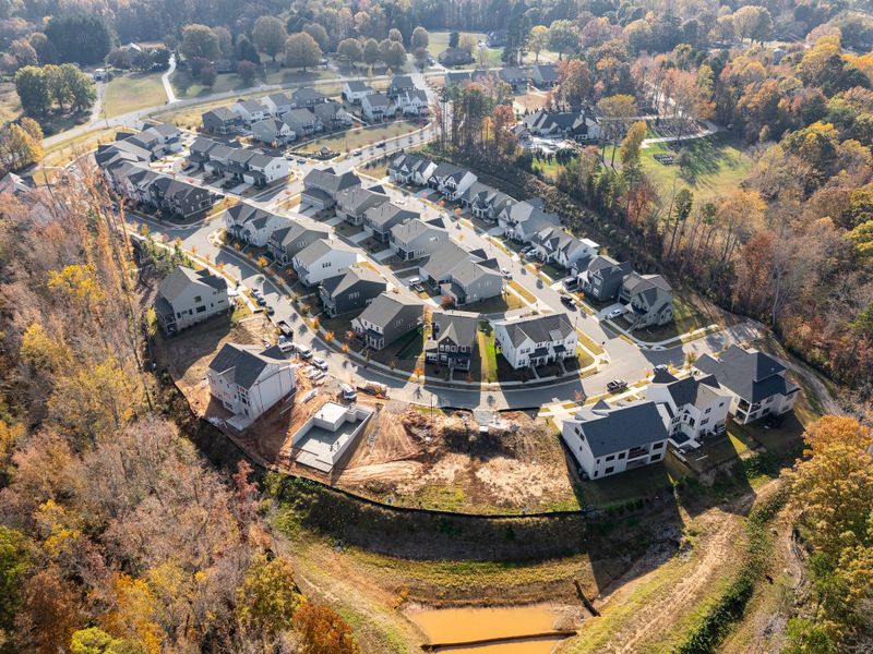 Aerial view of the Mayes Hall community in Davidson, NC, showing layout and nearby surroundings (Image 21).