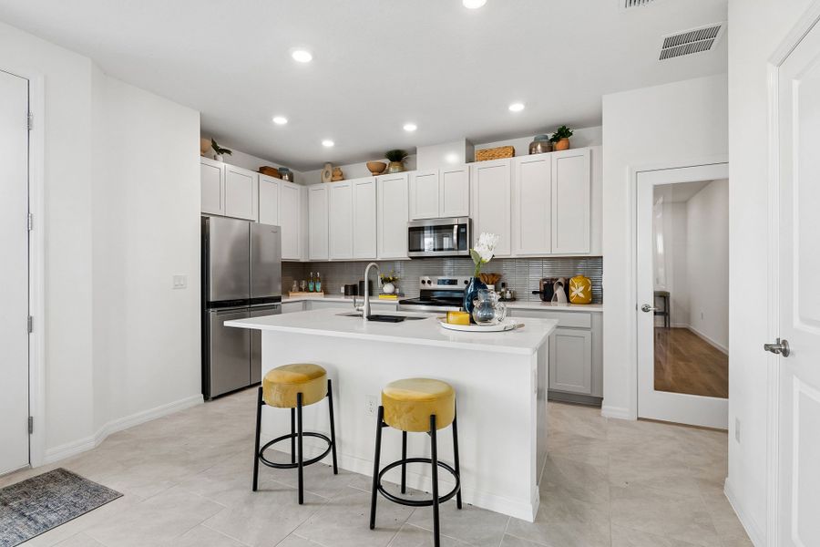 Furnished interior in a model home at Waterset Townhomes in Apollo Beach (Image 7). Furnished interior in a model home at Waterset Townhomes in Apollo Beach (Image 7).