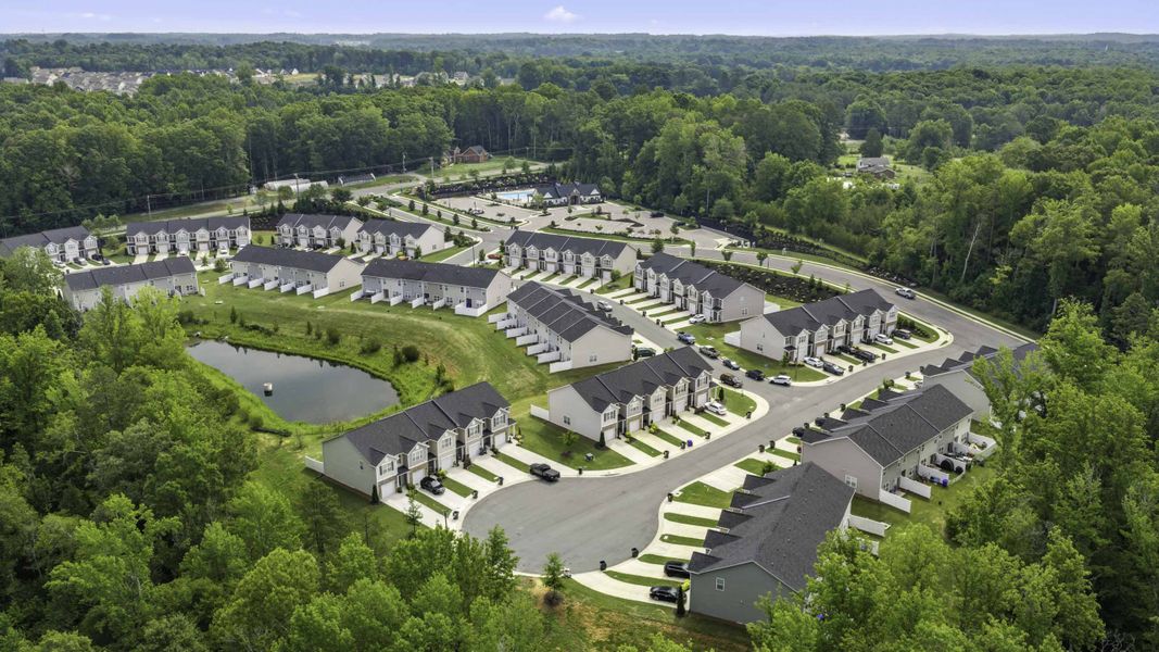 Aerial view of the Cambridge Park community in Mebane, NC, showing layout and nearby surroundings (Image 11).