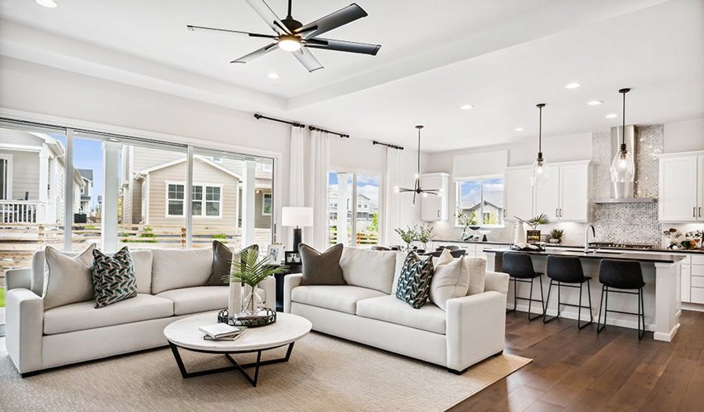 Furnished interior in a model home at Daybreak at The Aurora Highlands in Aurora (Image 7). Furnished interior in a model home at Daybreak at The Aurora Highlands in Aurora (Image 7).
