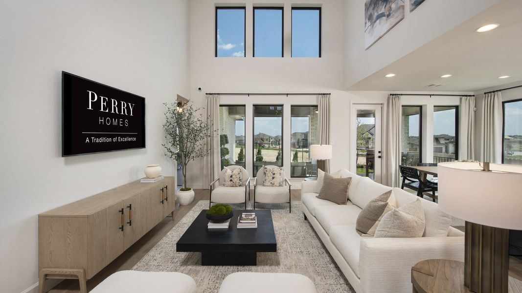 Furnished interior in a model home at Lariat 50' in Liberty Hill (Image 21).