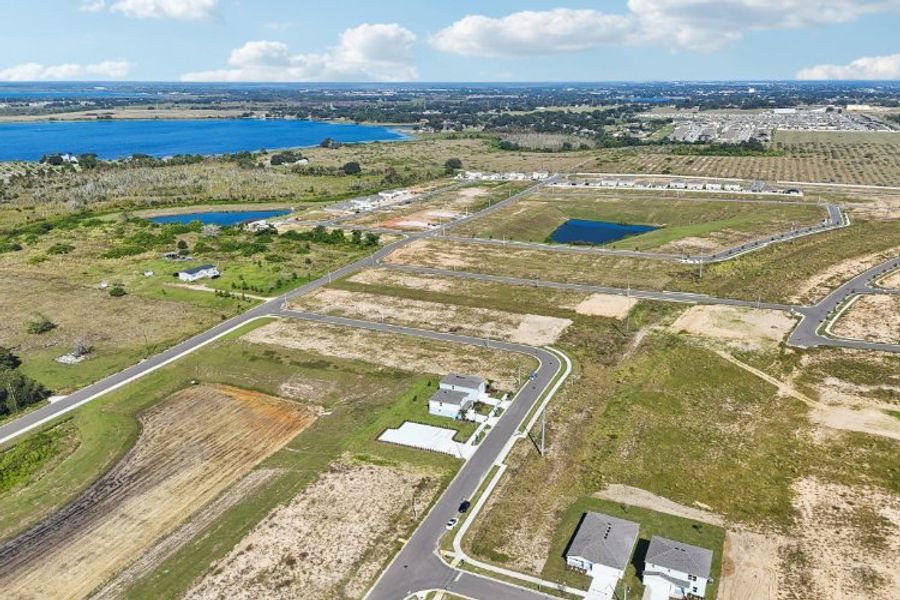 A landscape with buildings and roads.