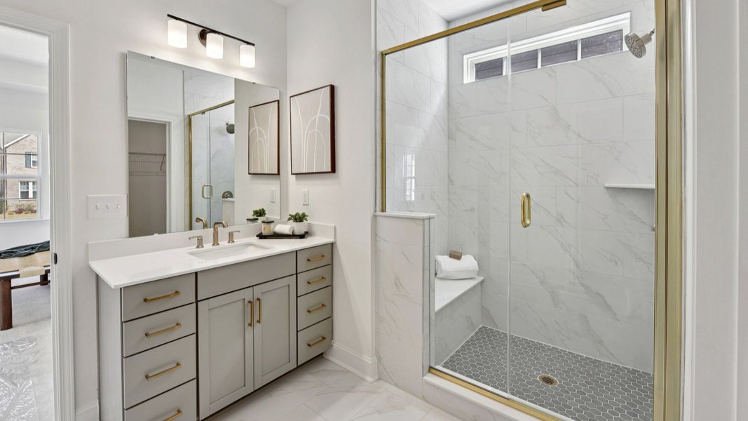 The Brentwood at River District in Charlotte NC by DRB Homes - Primary Bathroom