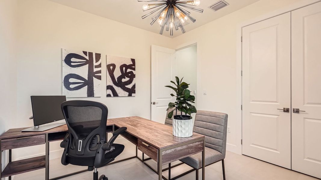 Furnished interior in a model home at Estrella Square in Homestead (Image 27). Furnished interior in a model home at Estrella Square in Homestead (Image 27).