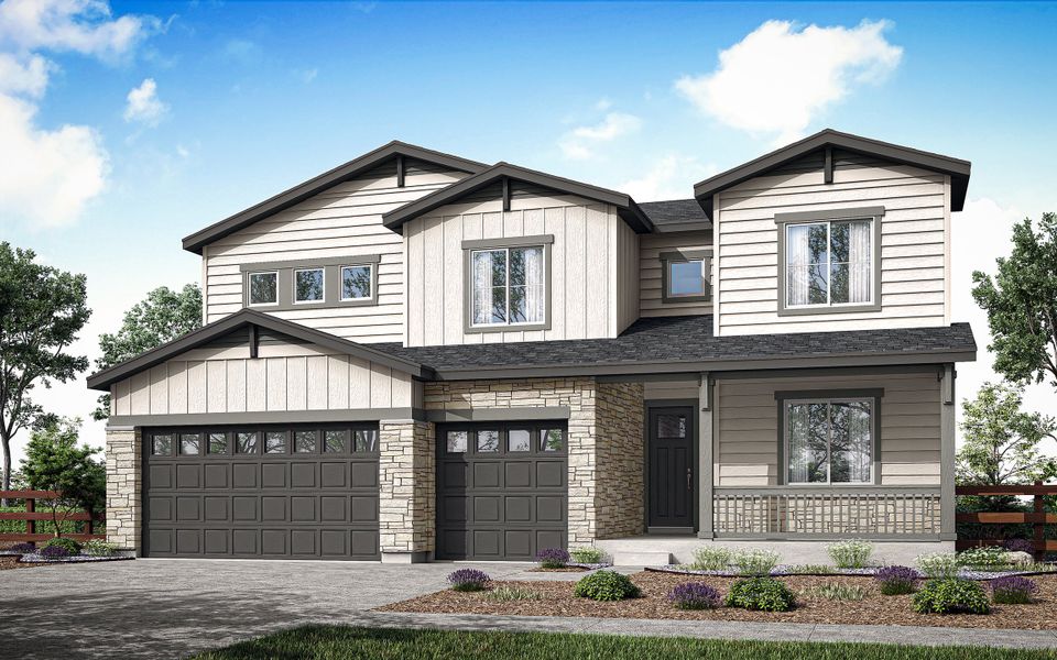 Front exterior of a home in the Ensemble at The Aurora Highlands community, located in Aurora, CO (Image 3).