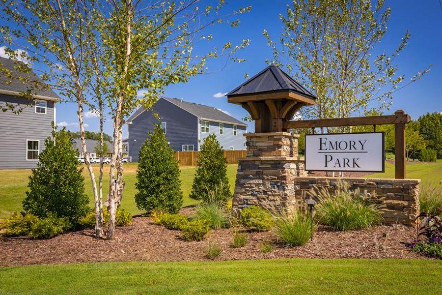 Entrance to the Emory Park community in Five Forks, SC, featuring signage and landscaping (Image 1). Entrance to the Emory Park community in Five Forks, SC, featuring signage and landscaping (Image 1).