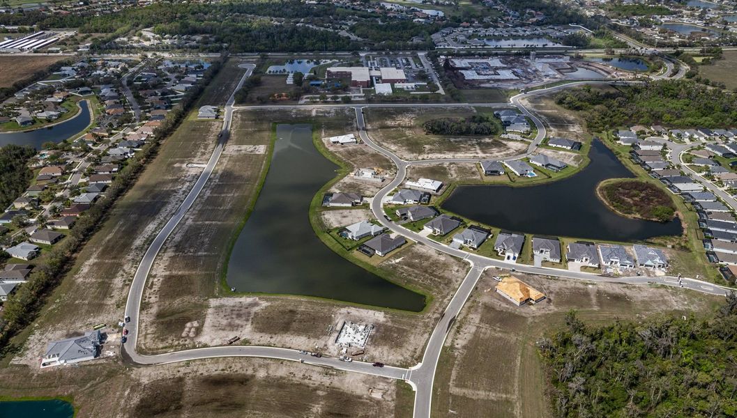 Aerial view of the River Preserve Estates community in Parrish, FL, showing layout and nearby surroundings (Image 4).