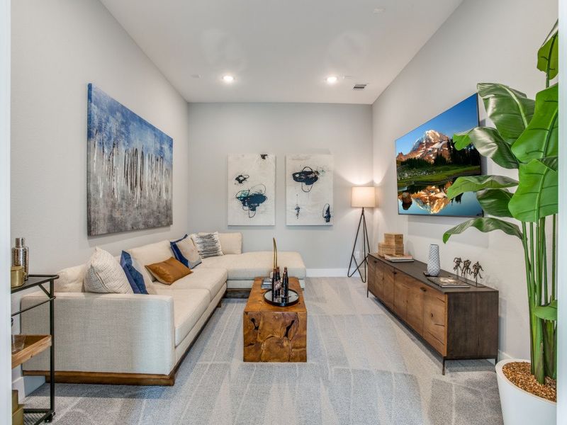 Furnished interior in a model home at Windsong Ranch 61' Series in Prosper (Image 41).