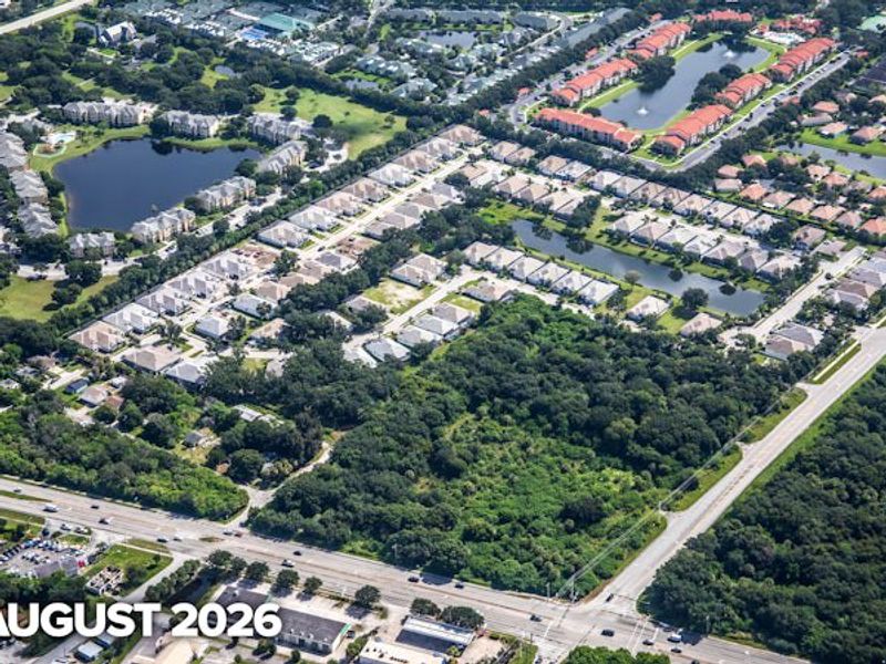 Aerial view of the Lucaya Pointe community in Vero Beach, FL, showing layout and nearby surroundings (Image 1). Aerial view of the Lucaya Pointe community in Vero Beach, FL, showing layout and nearby surroundings (Image 1).