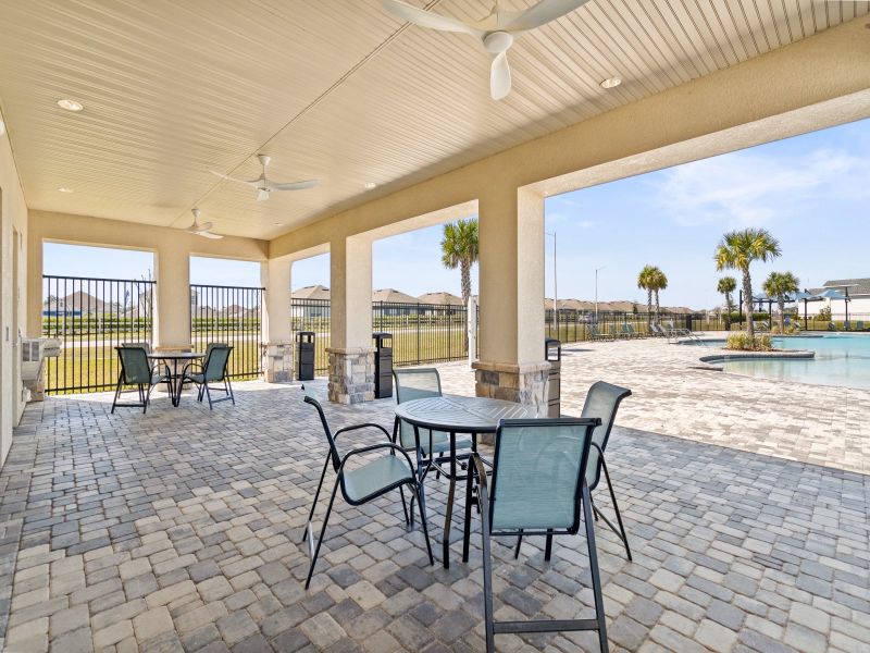 Resort-style community pool and clubhouse at Villamar