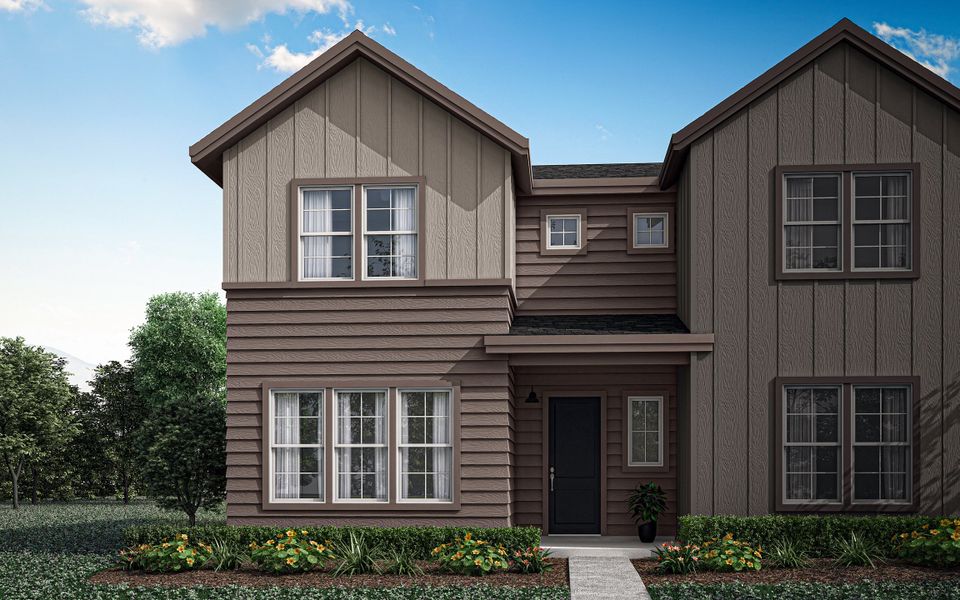 Front exterior of a home in the Candelas Townhomes community, located in Arvada, CO (Image 14).