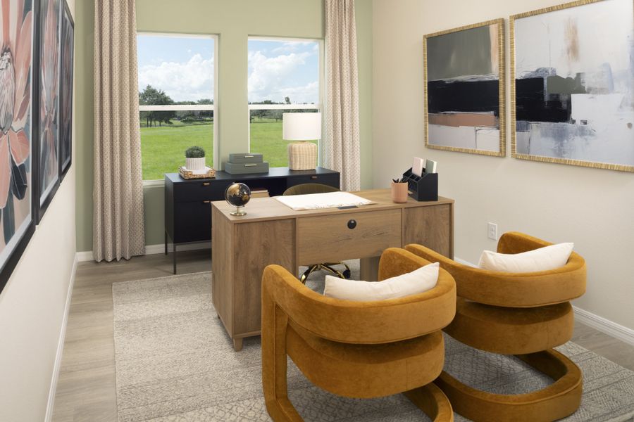 Furnished interior in a model home at Waterset Bungalow Series in Apollo Beach (Image 7).