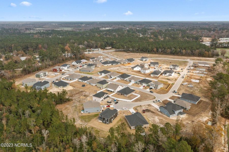 Aerial view of the Waverly Place community in Richlands, NC, showing layout and nearby surroundings (Image 11).