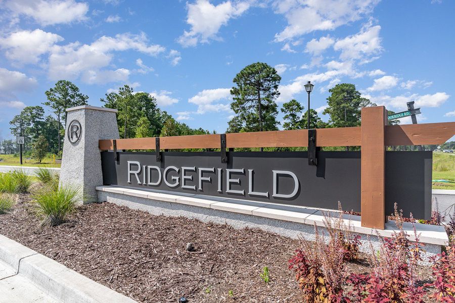 Entrance to the Ridgefield community in Conway, SC, featuring signage and landscaping (Image 2).