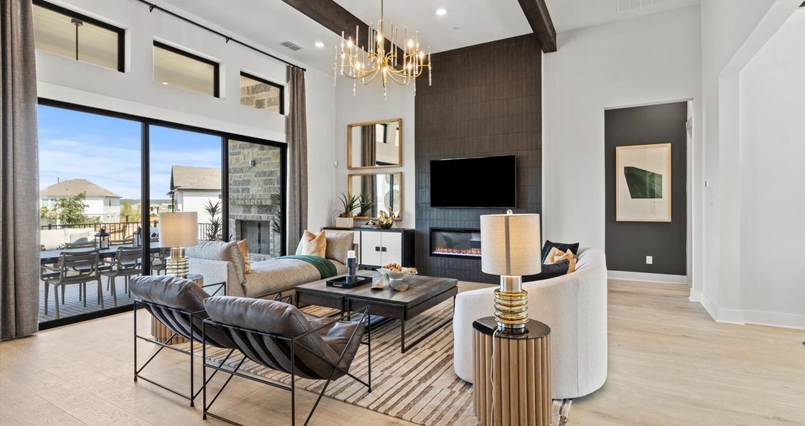 Furnished interior in a model home at Sweetwater in Austin (Image 9).