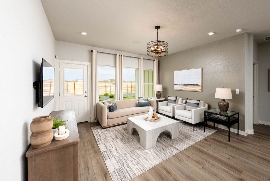 Furnished interior in a model home at Weltner Farms 50’s in New Braunfels (Image 23). Furnished interior in a model home at Weltner Farms 50’s in New Braunfels (Image 23).