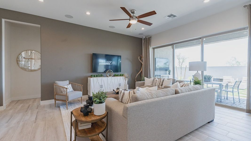 Embrace luxurious living with expansive windows and exquisite wood-look tile floors at Windrose.