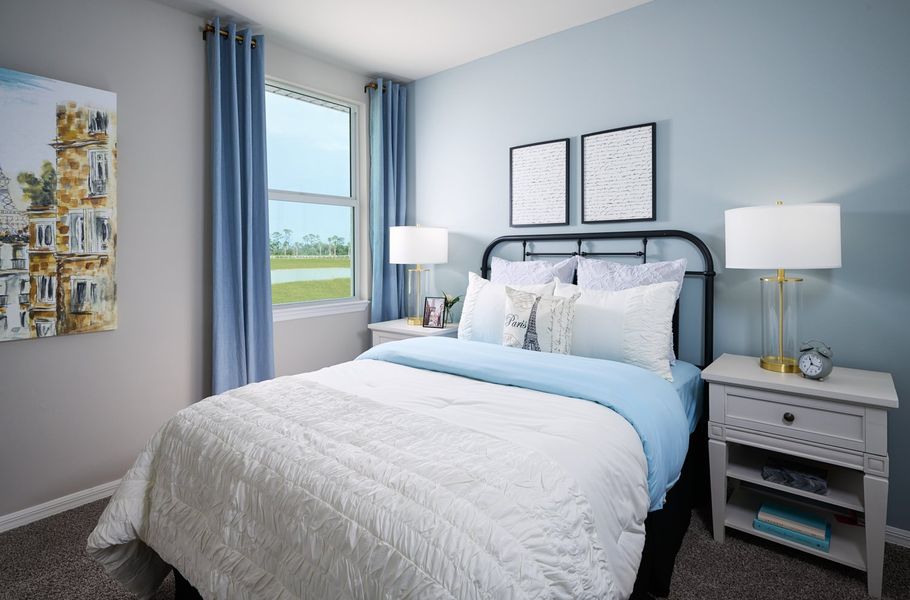 Secondary bedroom in the Canary floorplan modeled at Crescent Lakes at Babcock Ranch Secondary bedroom in the Canary floorplan modeled at Crescent Lakes at Babcock Ranch