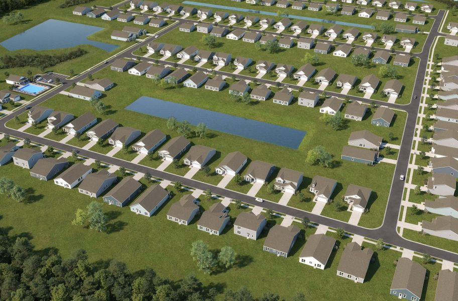Aerial view of the Ambridge community in Conway, SC, showing layout and nearby surroundings (Image 1). Aerial view of the Ambridge community in Conway, SC, showing layout and nearby surroundings (Image 1).