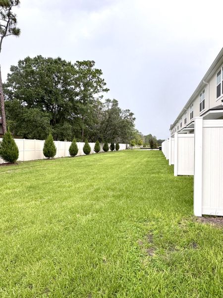 A charming pathway flanked by white fences and manicured lawns in Briarwood by D.R. Horton (Jacksonville, FL). A charming pathway flanked by white fences and manicured lawns in Briarwood by D.R. Horton (Jacksonville, FL).