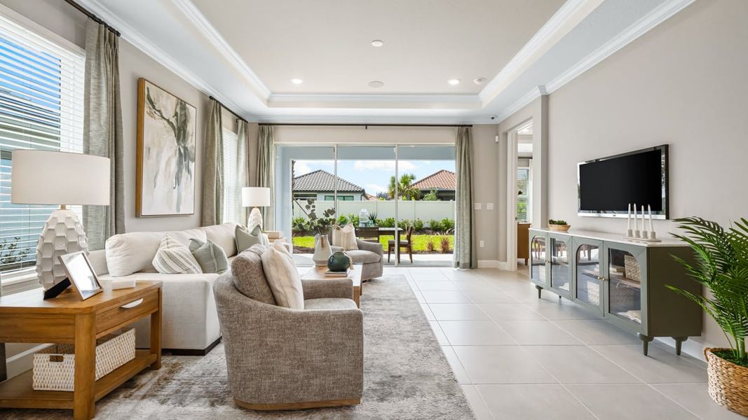 Furnished interior in a model home at Esplanade at Wiregrass Ranch in Wesley Chapel (Image 49).