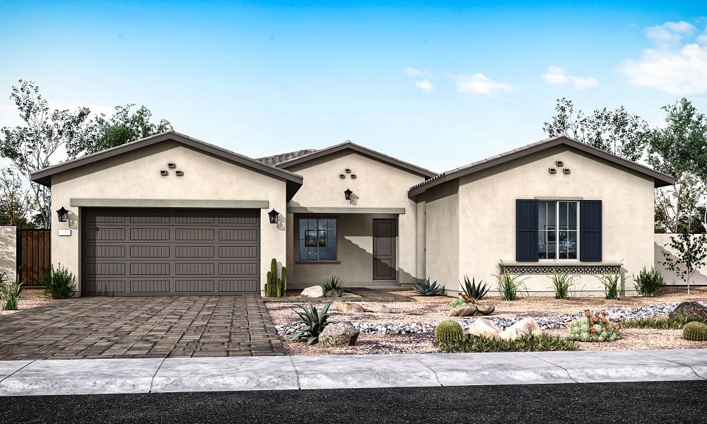 Front exterior of a home in the Ridge Collection at Whispering Hills community, located in Laveen, AZ (Image 3). Front exterior of a home in the Ridge Collection at Whispering Hills community, located in Laveen, AZ (Image 3).