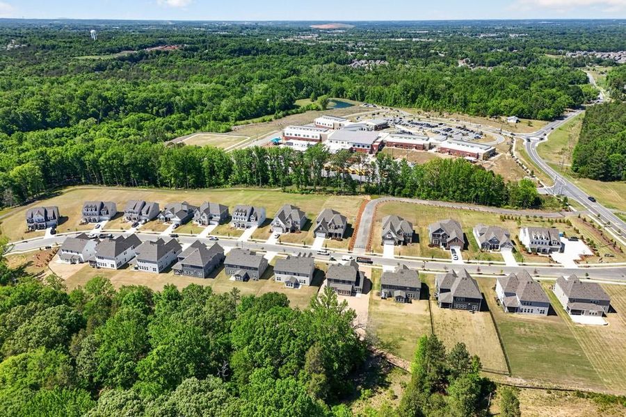Aerial view of the Tramore community in Harrisburg, NC, showing layout and nearby surroundings (Image 10). Aerial view of the Tramore community in Harrisburg, NC, showing layout and nearby surroundings (Image 10).