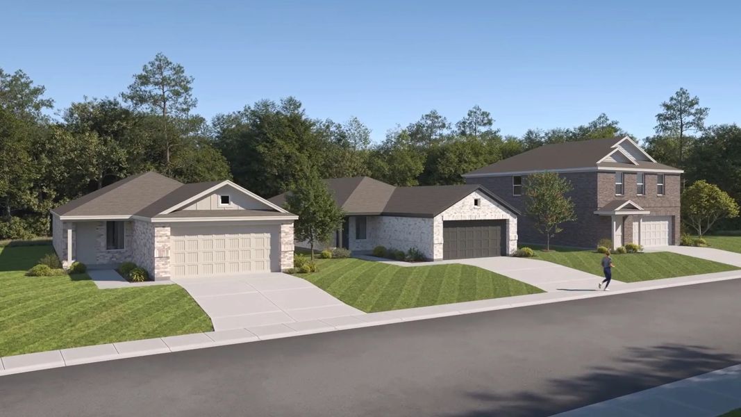 Streetscape rendering of neighborhood homes Streetscape rendering of neighborhood homes