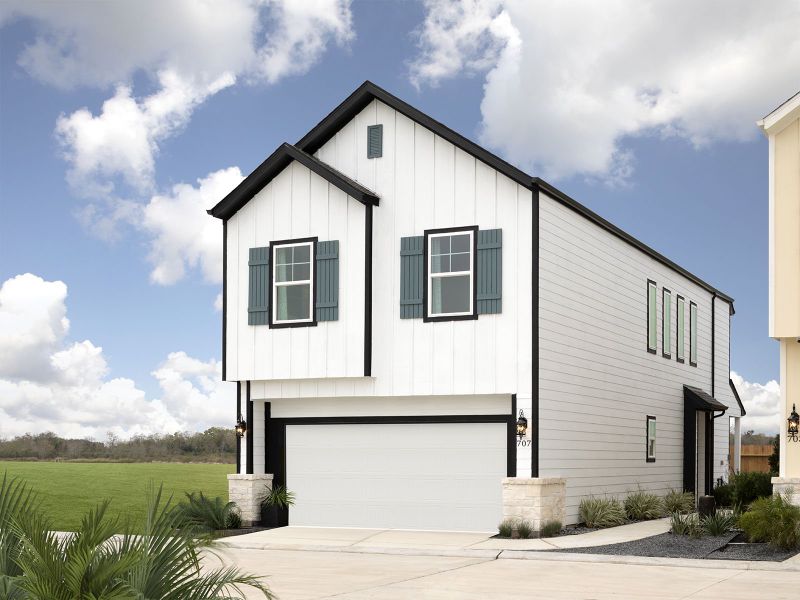 Front exterior of a home in the Kemah Crossing - City Series community, located in Kemah, TX (Image 1). Front exterior of a home in the Kemah Crossing - City Series community, located in Kemah, TX (Image 1).