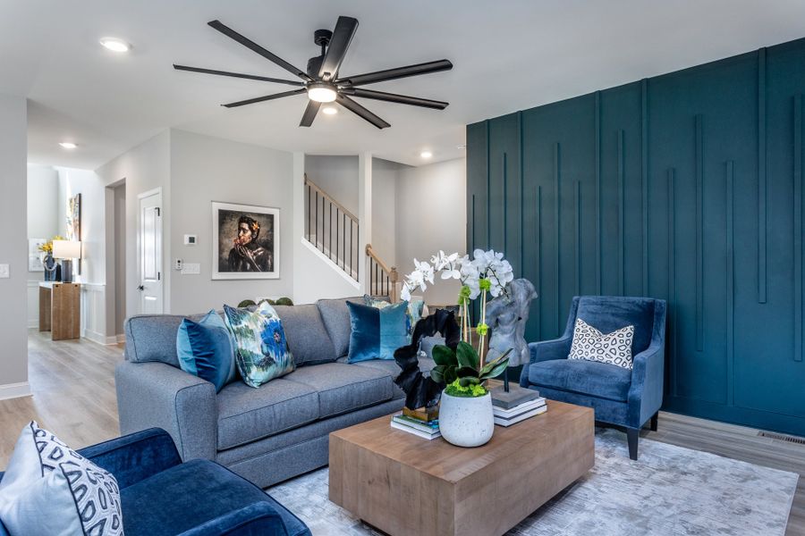 Furnished interior in a model home at The View in Durham (Image 17).