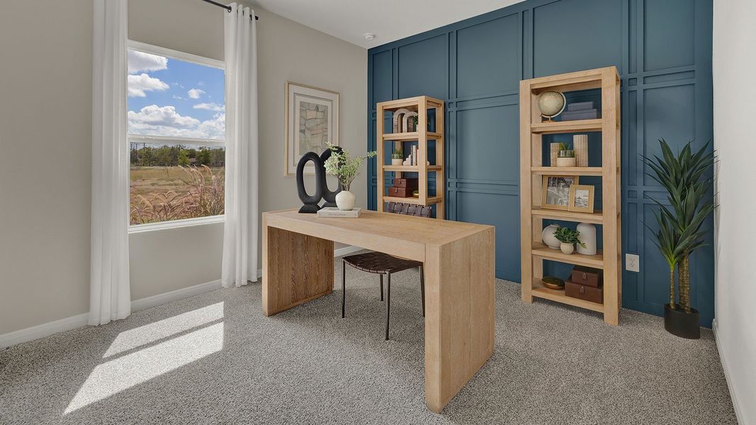 Furnished interior in a model home at Paramount in Kyle (Image 8).