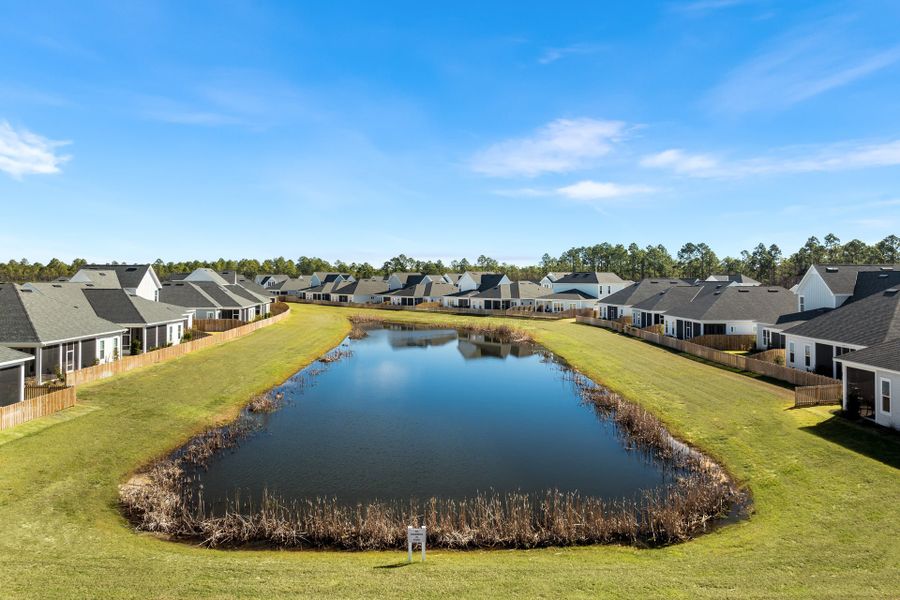 Aerial view of the The Villas at Longleaf Park, a Watersound Origins® community community in Inlet Beach, FL, showing layout and nearby surroundings (Image 16).