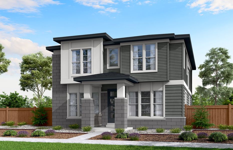 Front exterior of a home in the Crescendo at The Aurora Highlands community, located in Aurora, CO (Image 3).