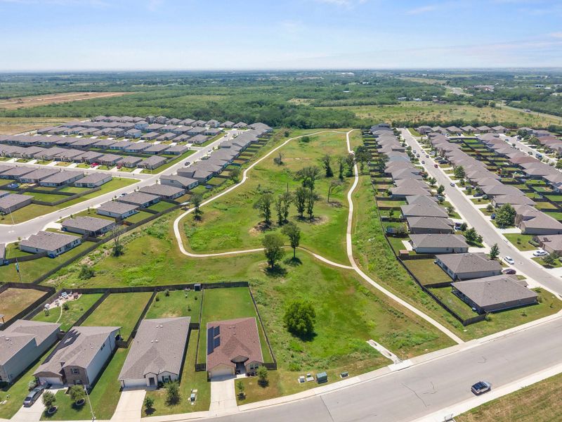 Aerial view of the Arroyo Ranch community in Seguin, TX, showing layout and nearby surroundings (Image 1). Aerial view of the Arroyo Ranch community in Seguin, TX, showing layout and nearby surroundings (Image 1).