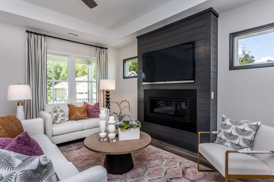 Furnished interior in a model home at The Walk at East Village in Clayton (Image 10). Furnished interior in a model home at The Walk at East Village in Clayton (Image 10).