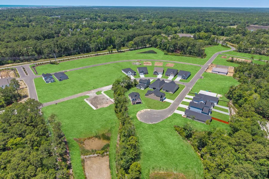 Aerial view of the Creekview Landing community in Shallotte, NC, showing layout and nearby surroundings (Image 13). Aerial view of the Creekview Landing community in Shallotte, NC, showing layout and nearby surroundings (Image 13).