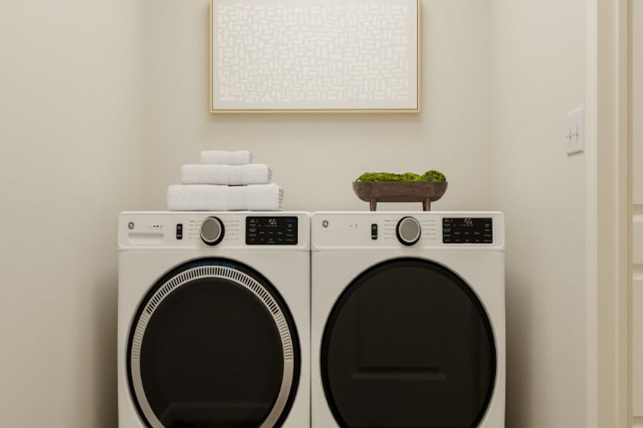 A washing machine and a dryer.