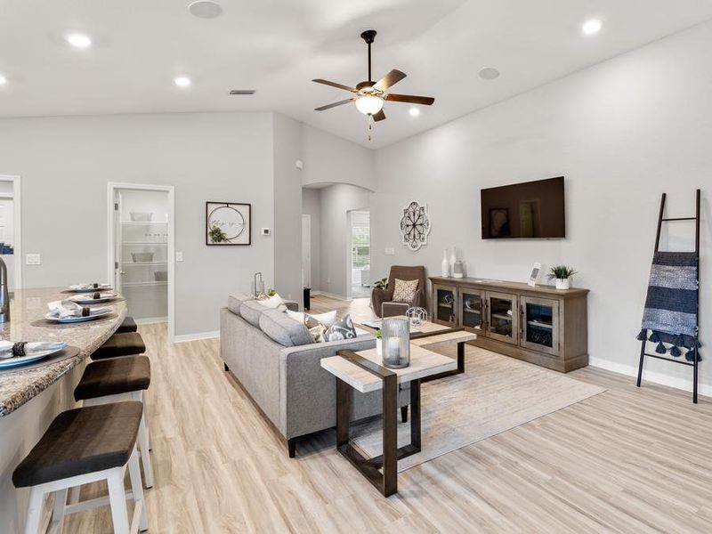 A bright and open living area is perfect for gathering with family and friends - Parker model home in Parrish, FL