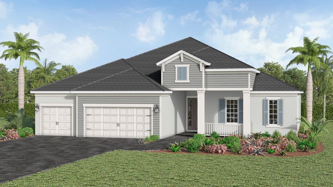 Front exterior of a home in the Kingston South Real Estate and Homes for Sale in Estero, FL - Neal Communities community, located in Estero, FL (Image 9).