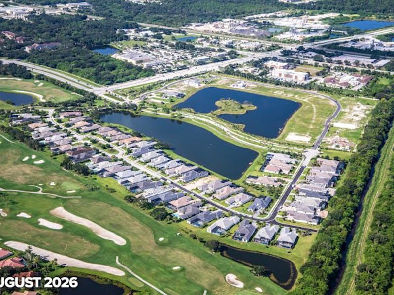 Aerial view of the The Reserve at Grand Harbor community in Vero Beach, FL, showing layout and nearby surroundings (Image 10).