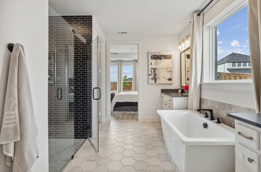 Furnished interior in a model home at Windsong Ranch in Prosper (Image 42).