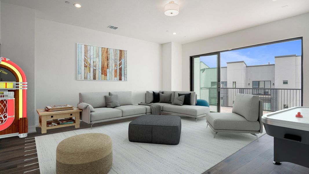 Furnished interior in a model home at Trinity Bluff in Dallas (Image 28).