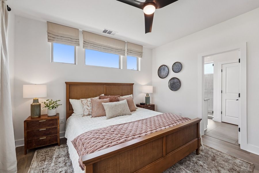 Furnished interior in a model home at Saddle Ridge at Wildhorse Ranch in Manor (Image 39).