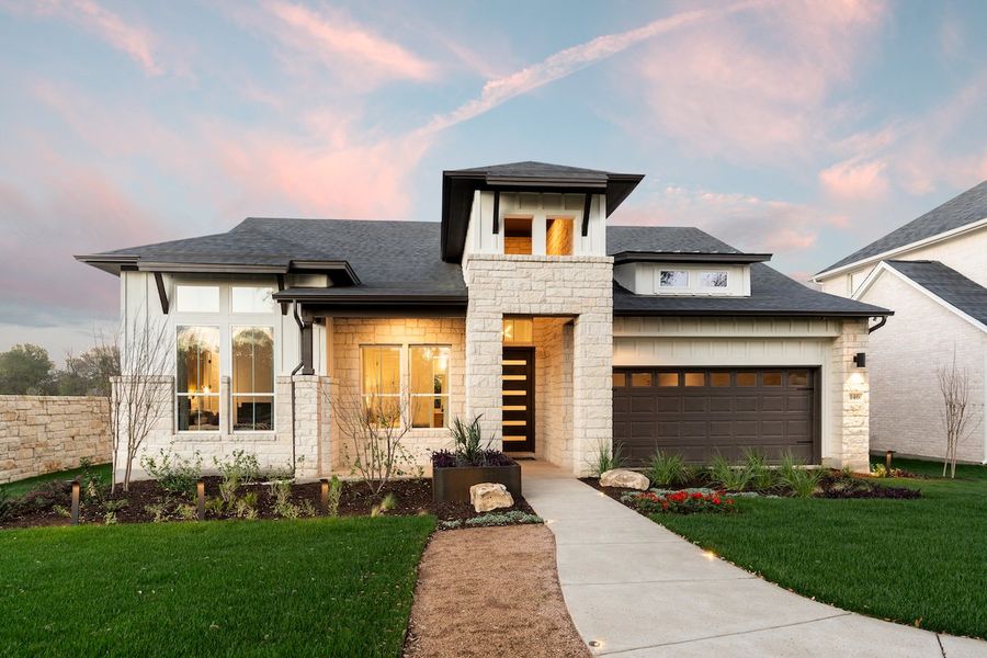 Front exterior of a home in the Persimmon community, located in Buda, TX (Image 3). Front exterior of a home in the Persimmon community, located in Buda, TX (Image 3).