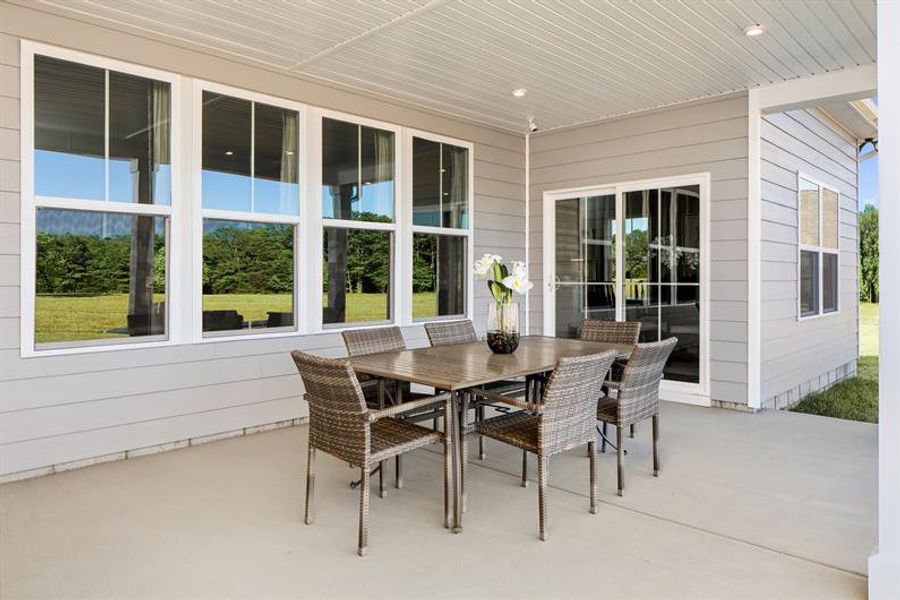 Enjoy your morning coffee from your rear covered porch included on select floorplans. Enjoy your morning coffee from your rear covered porch included on select floorplans.