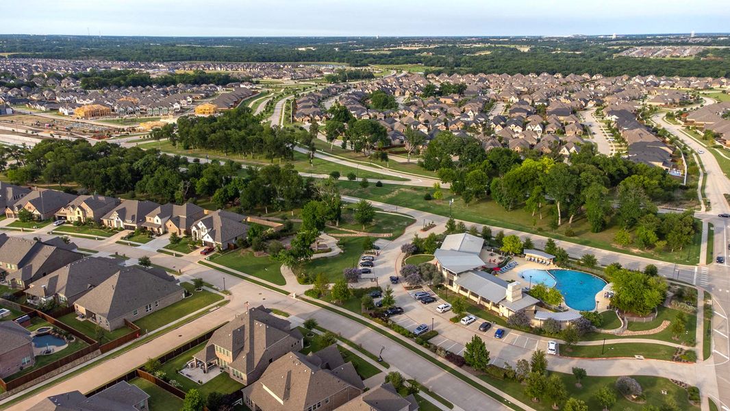 Aerial view of the Trinity Falls community in McKinney, TX, showing layout and nearby surroundings (Image 11).