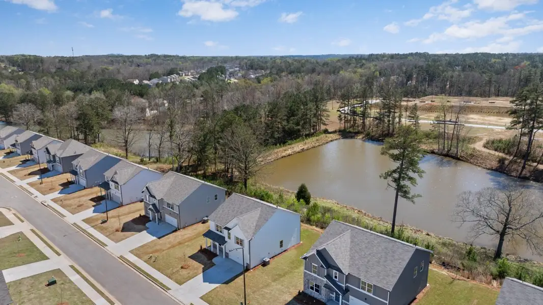 Aerial view of the Thompson Ridge community in Dallas, GA, showing layout and nearby surroundings (Image 11).
