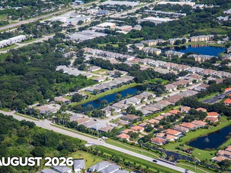 Aerial view of the Lucaya Pointe community in Vero Beach, FL, showing layout and nearby surroundings (Image 10). Aerial view of the Lucaya Pointe community in Vero Beach, FL, showing layout and nearby surroundings (Image 10).