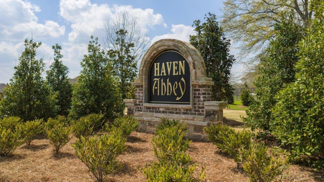 Entrance to the Haven Abbey community in Cumming, GA, featuring signage and landscaping (Image 2). Entrance to the Haven Abbey community in Cumming, GA, featuring signage and landscaping (Image 2).