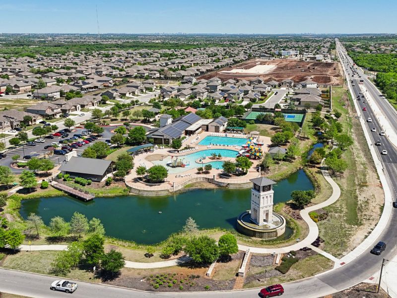 Aerial view of the Kallison Ranch community in San Antonio, TX, showing layout and nearby surroundings (Image 14).